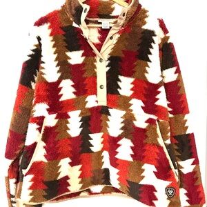 Cozy Multicolor ARIAT Sherpa Pullover Sweater - Women